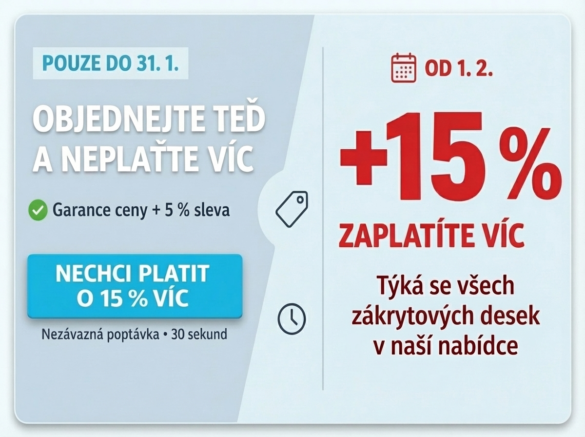 zákrytové desky zdražení 15%